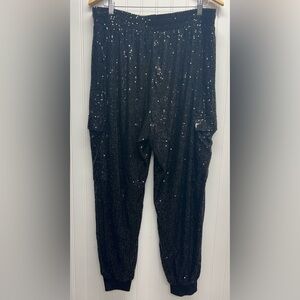 INC International‎ Concepts Black Sequin Cargo Joggers Sz XL